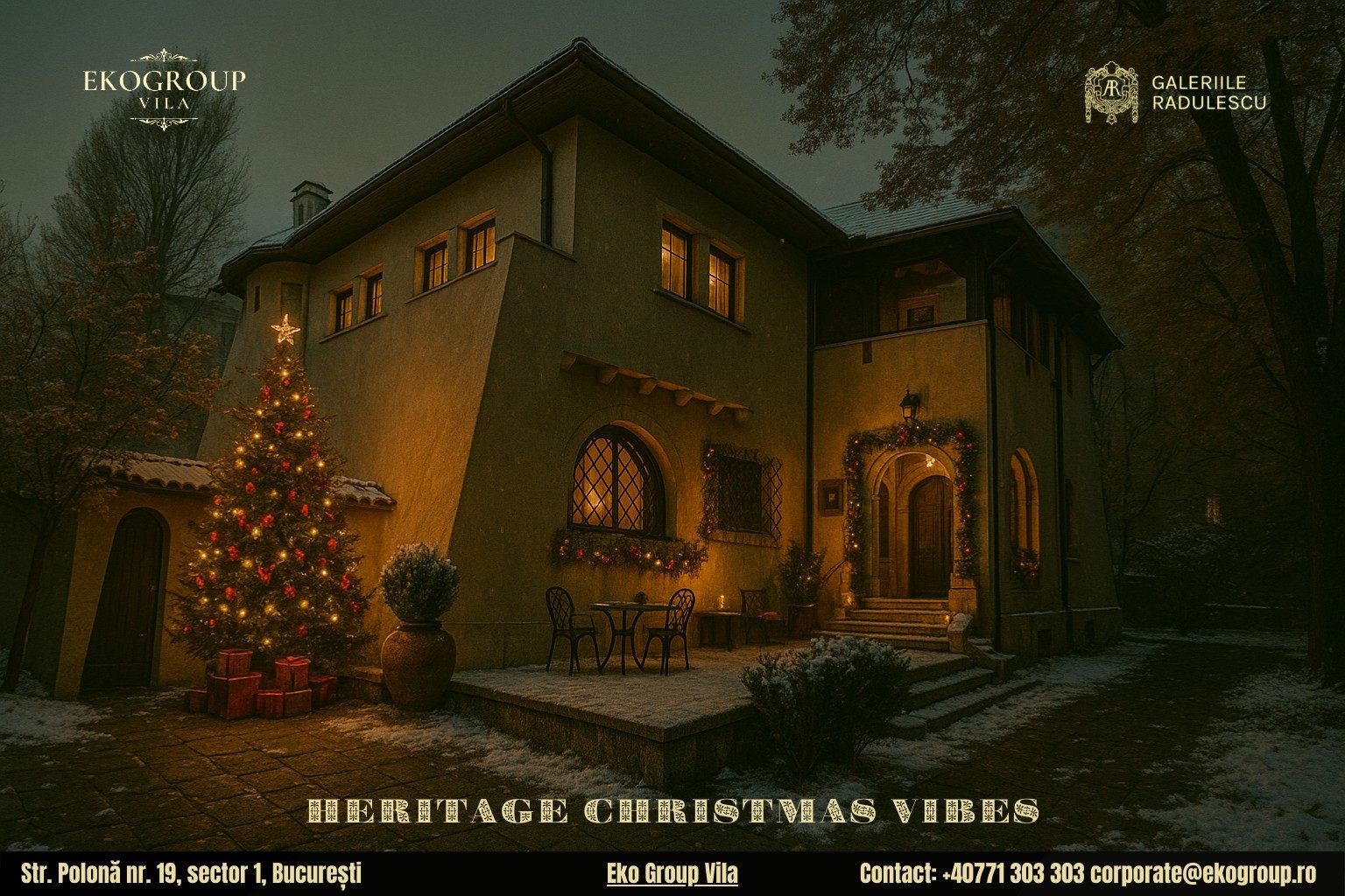 Poveste de Craciun în stilul anilor ’30: Magia sărbătorilor la fosta Casă Tătărăscu, astăzi Eko Group Vila